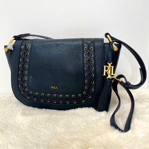 Never used Pristine Navy Blue Equestrian Ralph Lauren Shoulder Bag gold hardware